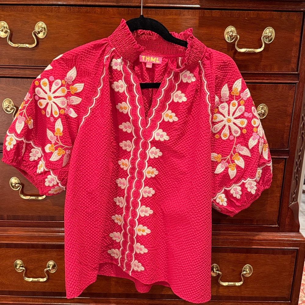 THML Blouse with Floral Embroidery